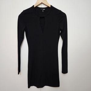 WILFRED FREE Deep V-Neck Cutout Jersey Bodycon Mini Dress Black Size XS Aritzia